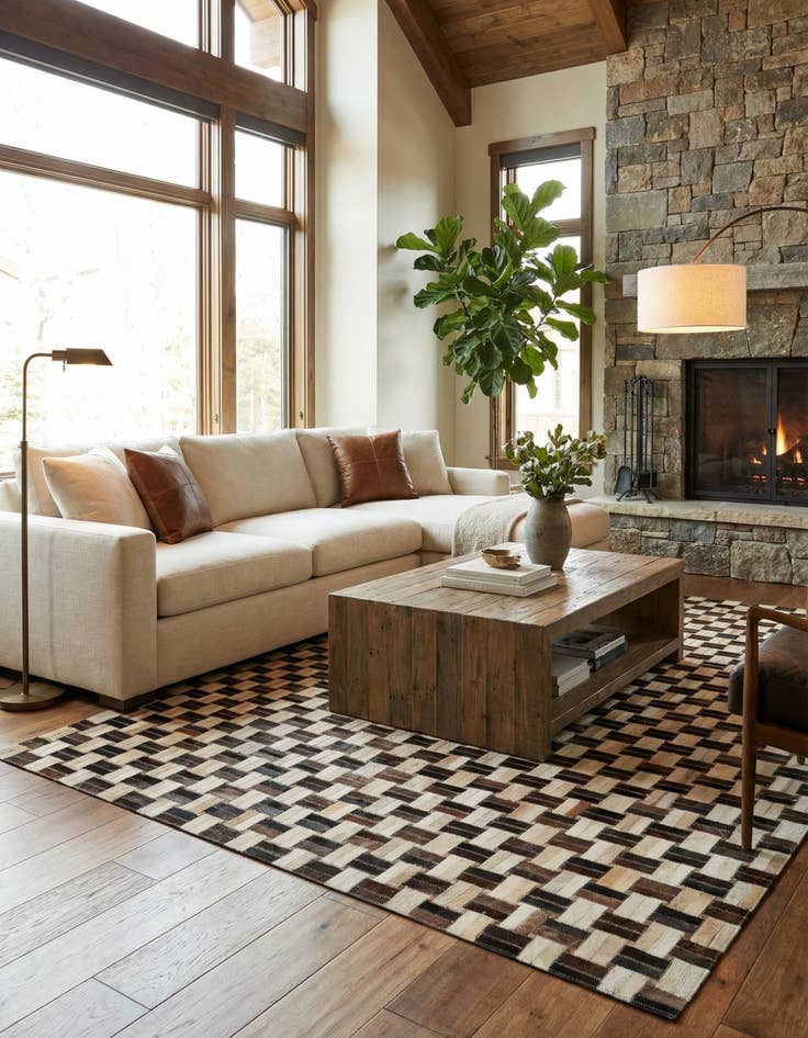 Detail image of  4' 11 x 7' 11 Cowhide - Patchwork Rug