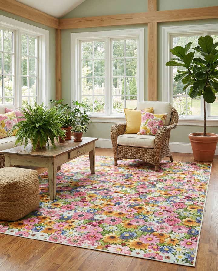 9' x 12' Easy-Clean Botanical Indoor / Outdoor Rug
