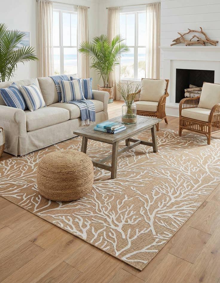 Detail image of  10' x 14'  Washable Coastal Indoor / Outdoor Rug