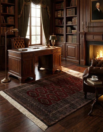 4' 4 x 5' 11 Hand Knotted Bokhara Oriental Wool Rug