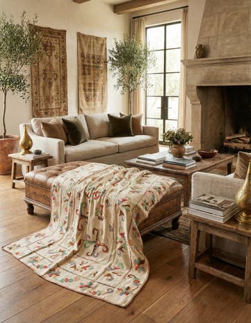 5' 5 x 7' 8 Hand Woven Kilim Suzani Wool Rug