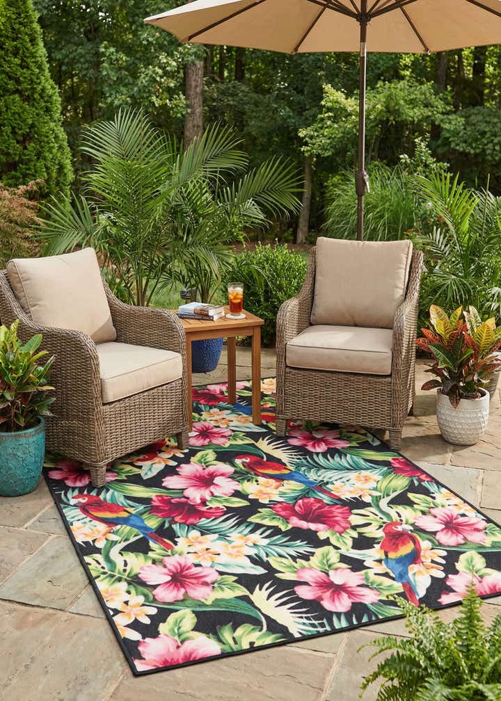 4' x 6' Easy-Clean Jill Zarin Caribbean Saint Lucia Indoor / Outdoor Rug