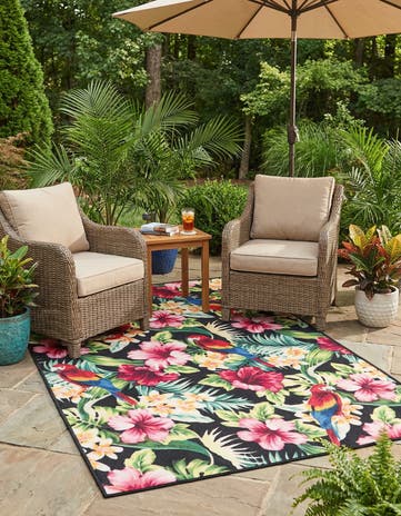 Easy-Clean Jill Zarin Caribbean Saint Lucia Indoor / Outdoor Rug