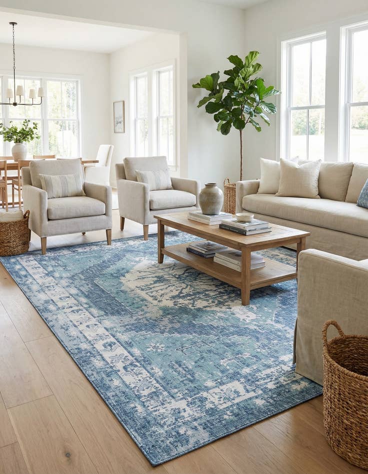 Detail image of  10' x 14'  Washable Traditional Indoor / Outdoor Rug