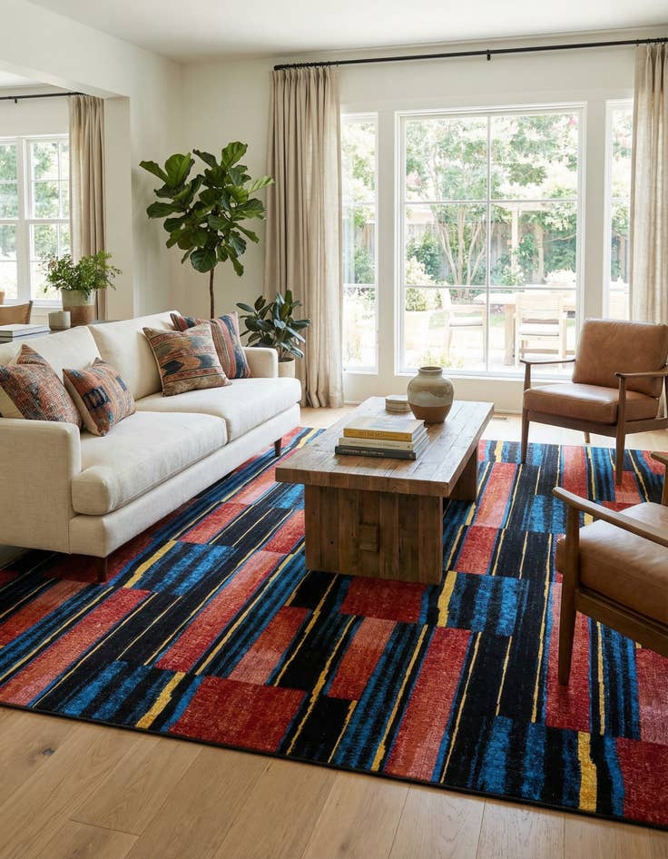 Detail image of  10' x 10'  Washable Modern Indoor / Outdoor Square Rug