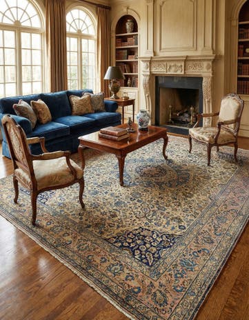 8' 2 x 11' 8 Hand Knotted Kashan Persian Wool Rug