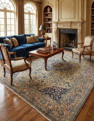 8' 2 x 11' 8 Hand Knotted Kashan Persian Wool Rug