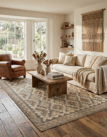 5' x 6' 7 Hand Woven Kilim Maymana Wool Rug