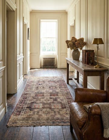 3' 9 x 7' 5 Hand Knotted Hamedan Persian Wool Runner Rug
