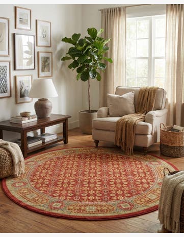 Red Amina Round Rug