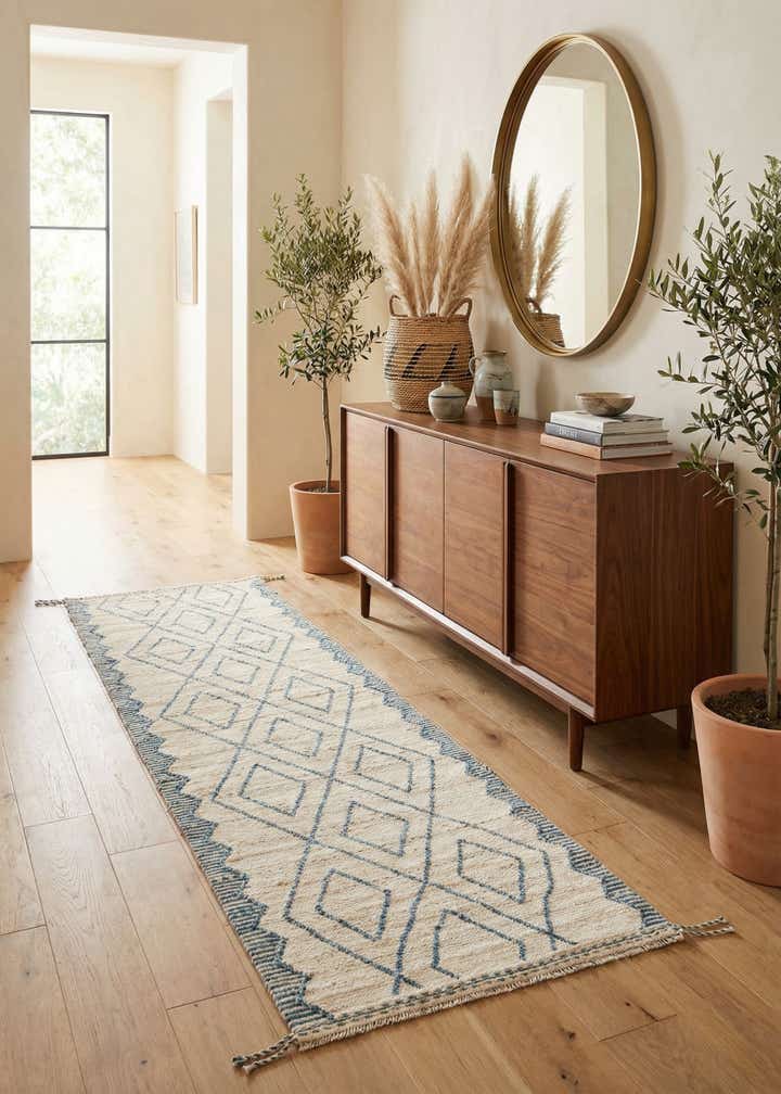 3' 7 x 12' 9 Hand Knotted Moroccan Wool Runner Rug