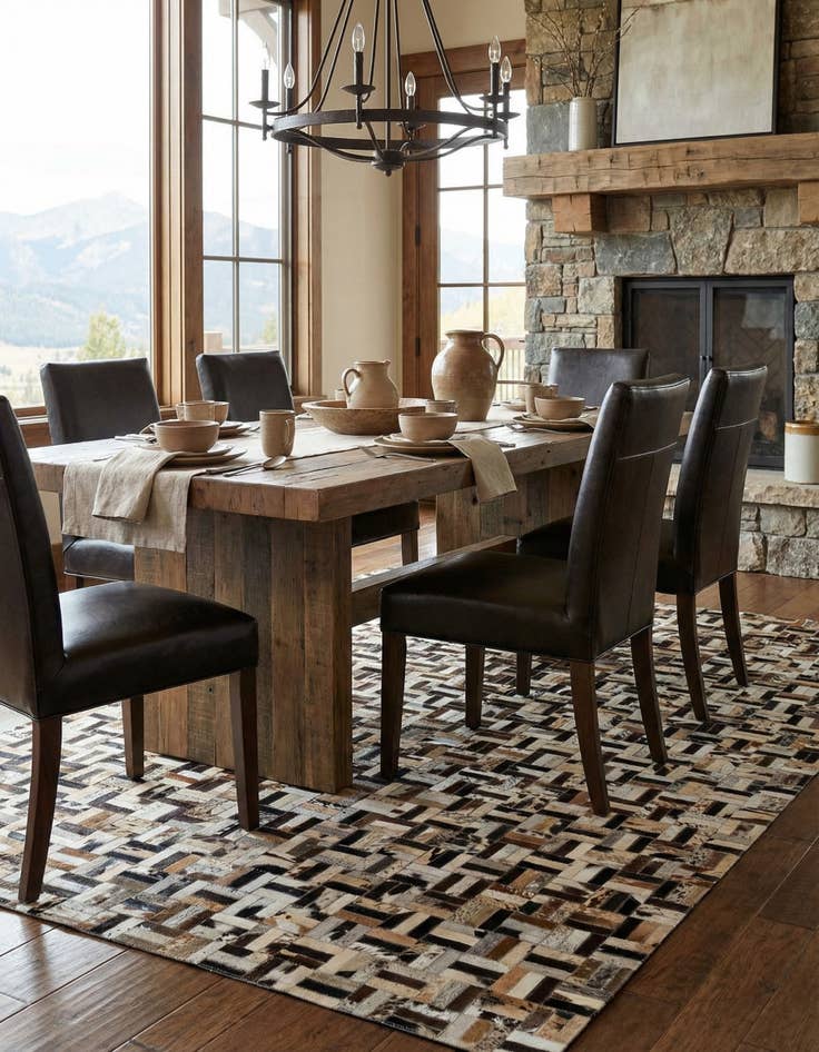 Detail image of 5' 1 x 8' Cowhide - Patchwork Rug