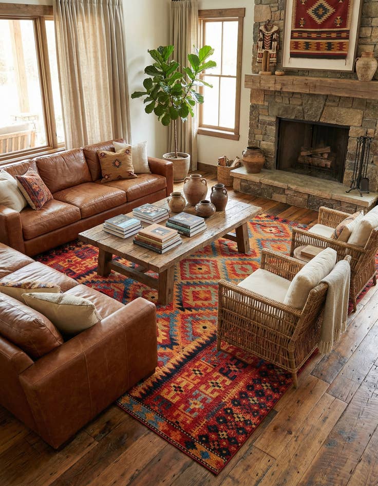 Detail image of  12' x 12'  Washable Tribal Indoor / Outdoor Square Rug