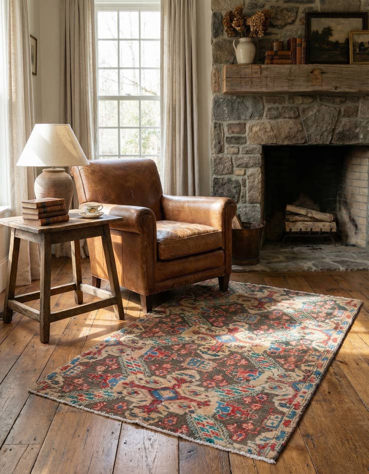 Detail image of  2' 9 x 4' 7  Hand Knotted Ultra Vintage Persian Wool Rug