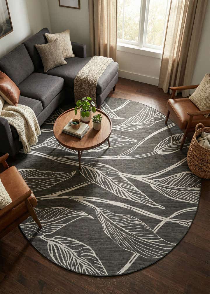 10' 8 x 10' 8 Easy-Clean Botanical Indoor / Outdoor Round Rug