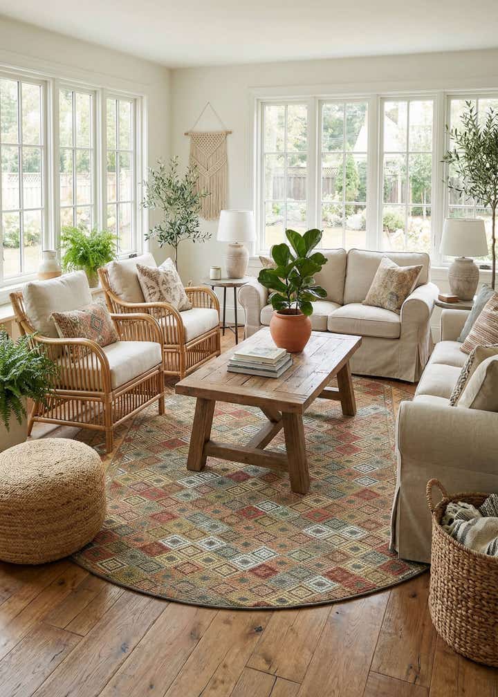 7' 10 x 7' 10 Easy-Clean Baja Indoor / Outdoor Round Rug