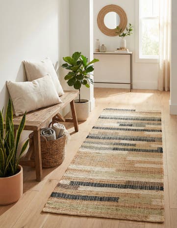 Beige Hand Woven Kala Handwoven Jute Runner Rug
