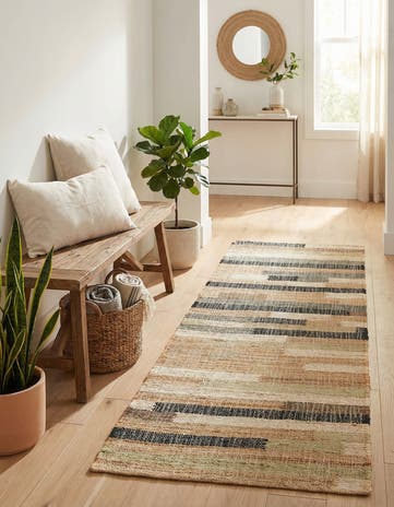 Beige Hand Woven Kala Handwoven Jute Runner Rug