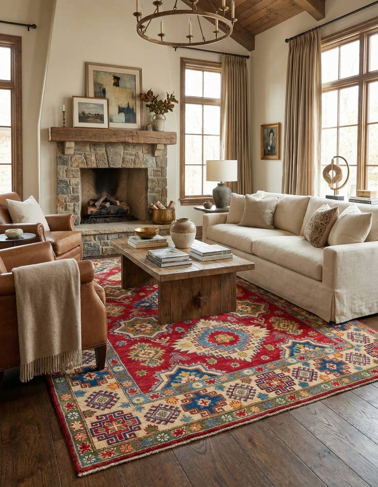 Detail image of 6' 6 x 9' 10  Hand Knotted Kazak Rug