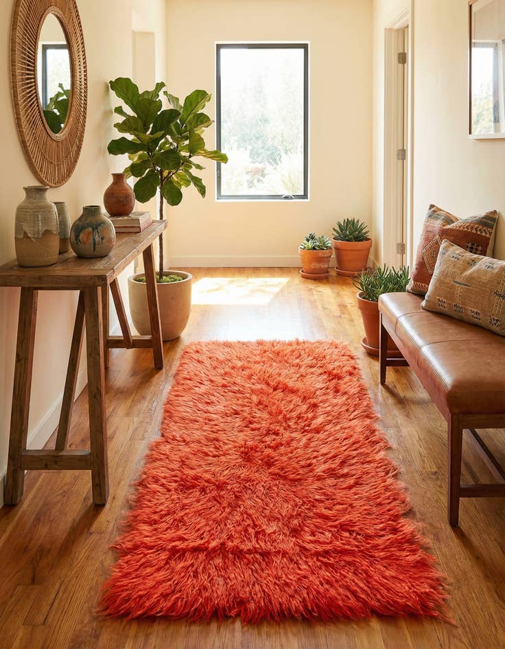 Detail image of 2' 4 x 4' 9  Hand Knotted Moroccan Wool Runner Rug