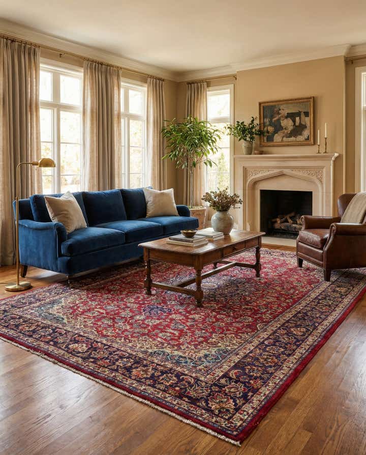 9' 6 x 13' 5 Hand Knotted Isfahan Persian Wool Rug