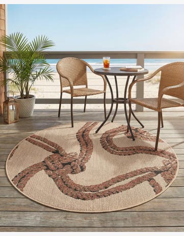 4' x 4' Easy-Clean Coastal Indoor / Outdoor Round Rug