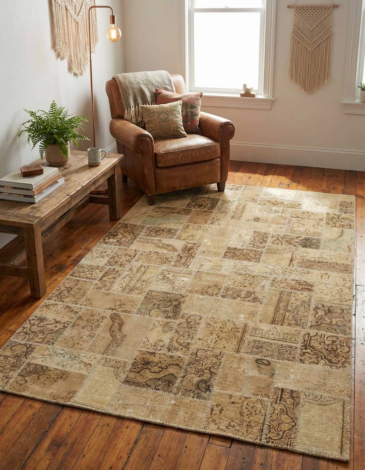 Detail image of 6' 7 x 10'  Hand Knotted Ultra Vintage Persian Wool Rug