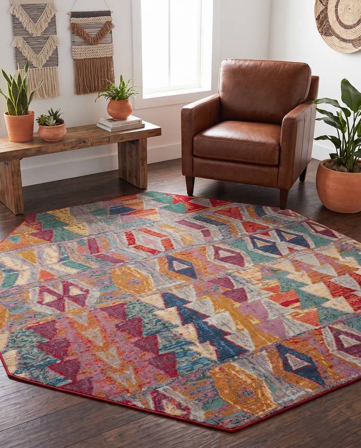 Detailansicht von 215cm x 215cm Leicht zu reinigen Modern Innen- / Aussenbereich Achteck Teppich