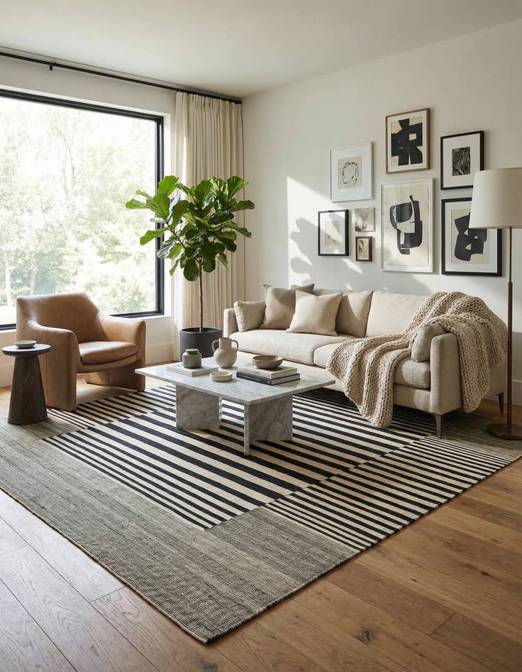 Detail image of 6' x 7' 7  Hand Woven Kilim Modern Wool Square Rug