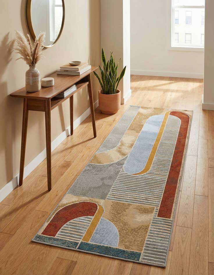 Detail image of 2' x 6' 1 Easy-Clean Modern Indoor / Outdoor Runner Rug