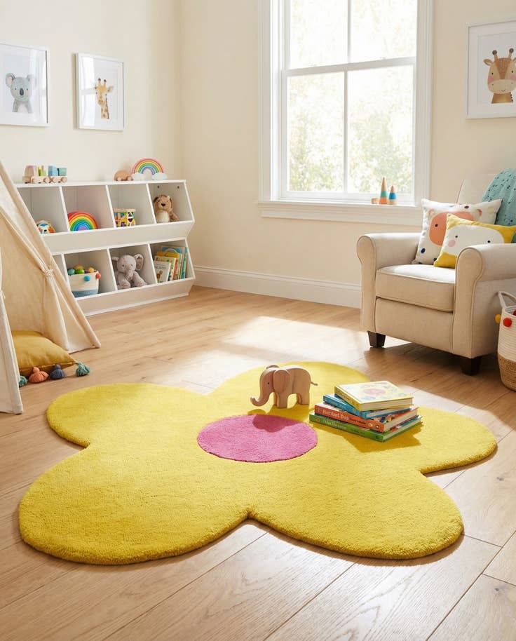 Detail image of 4' 1 x 4' 1 Happy Rugs Funky Flower Wool Round