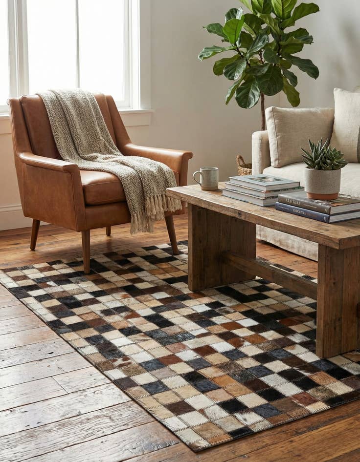 Detail image of 2' x 3' Cowhide Leather Rug