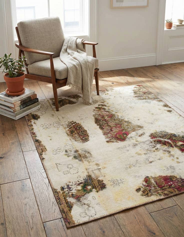 Detail image of  3' 9 x 4' 3  Hand Knotted Ultra Vintage Persian Wool Square Rug