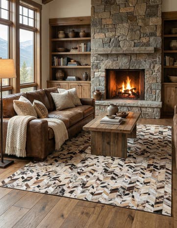 5' 1 x 7' 10 Cowhide Leather Rug