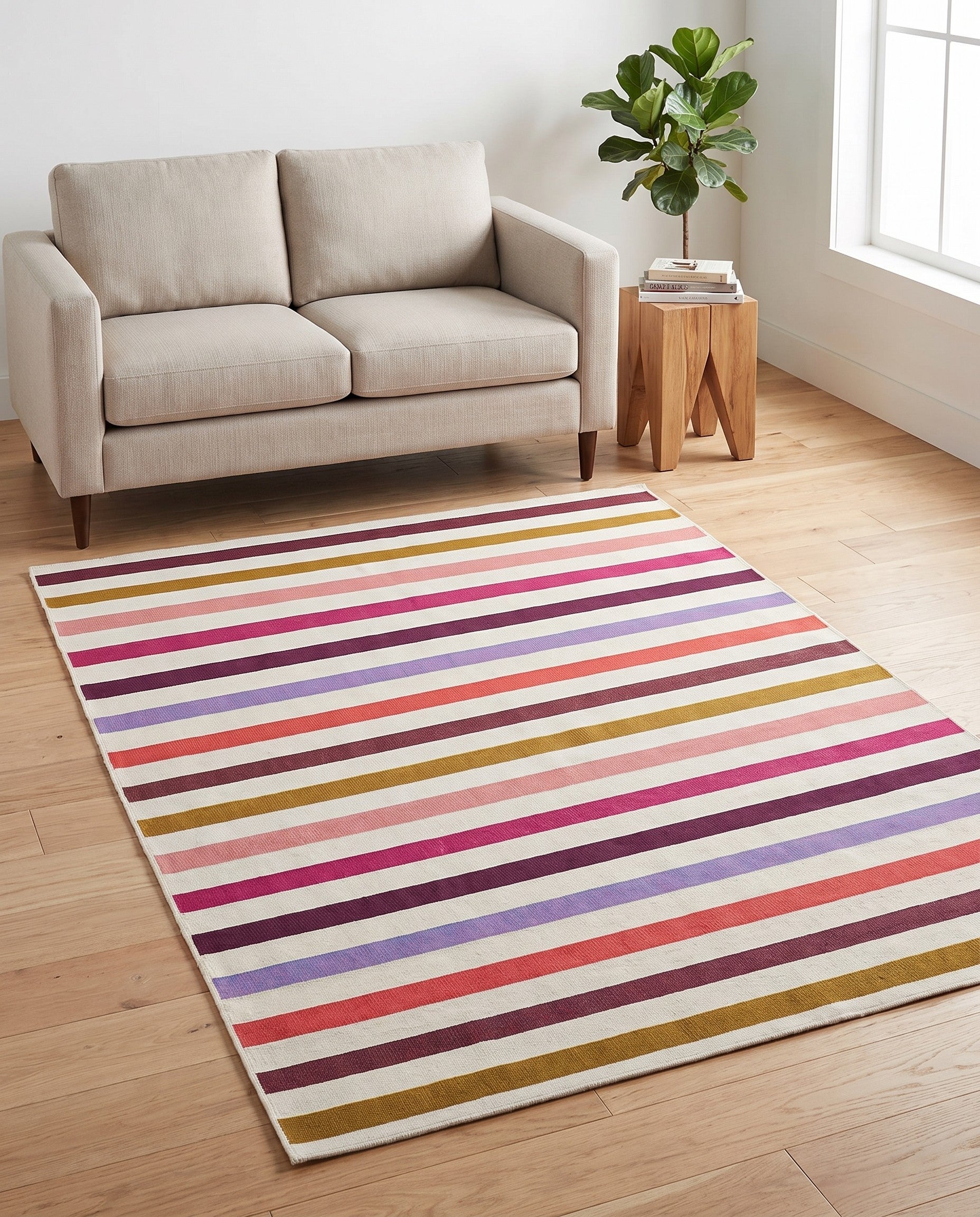 4' x 6' Easy-Clean Striped Indoor / Outdoor Rug
