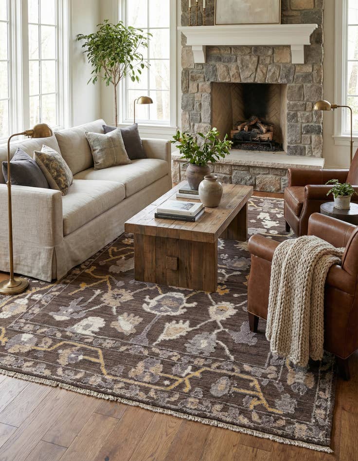 Detail image of 9' 3 x 12' 1  Hand Knotted Oushak Wool Rug