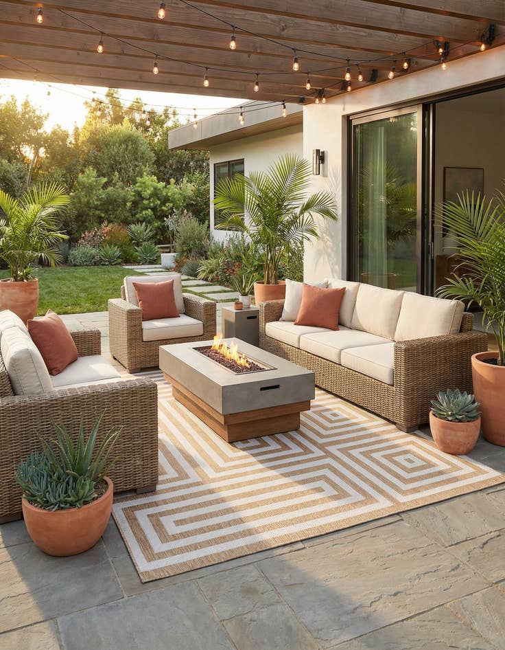 Detail image of 9' x 12'  Washable Modern Indoor / Outdoor Rug