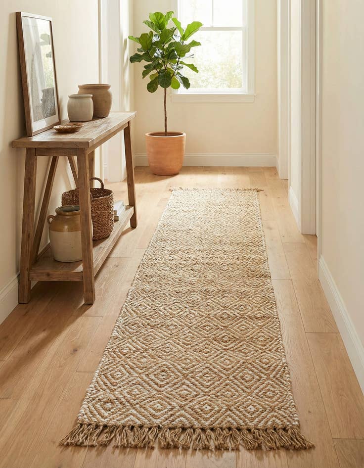 Detail image of 2' 2 x 12'  Hand Woven Braided Jute Runner Rug