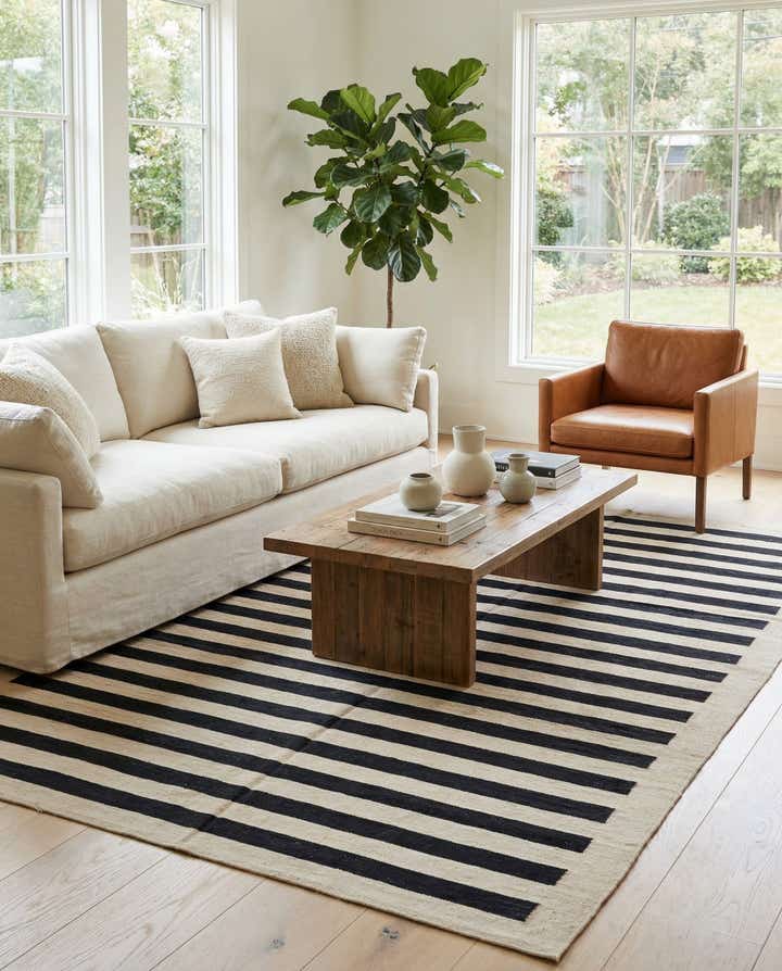 6' 9 x 9' 7 Hand Woven Kilim Modern Wool Rug