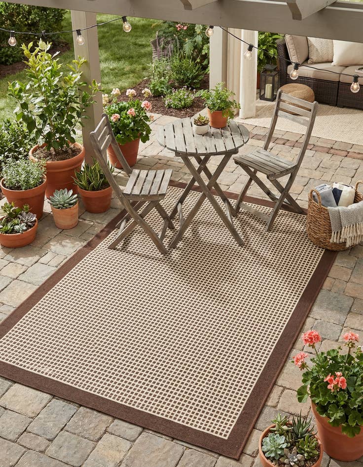 Detail image of 4' x 6'  Washable Border Indoor / Outdoor Rug