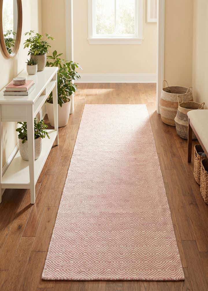 2' 7 x 12' Hand Woven Geo Trellis Flatweave Runner Rug