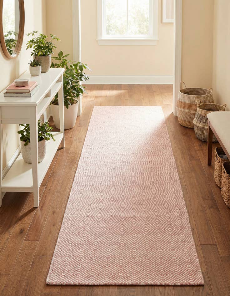 Detail image of  2' 7 x 12'  Hand Woven Geo Trellis Flatweave Runner Rug