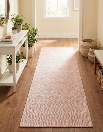 2' 7 x 12' Hand Woven Geo Trellis Flatweave Runner Rug