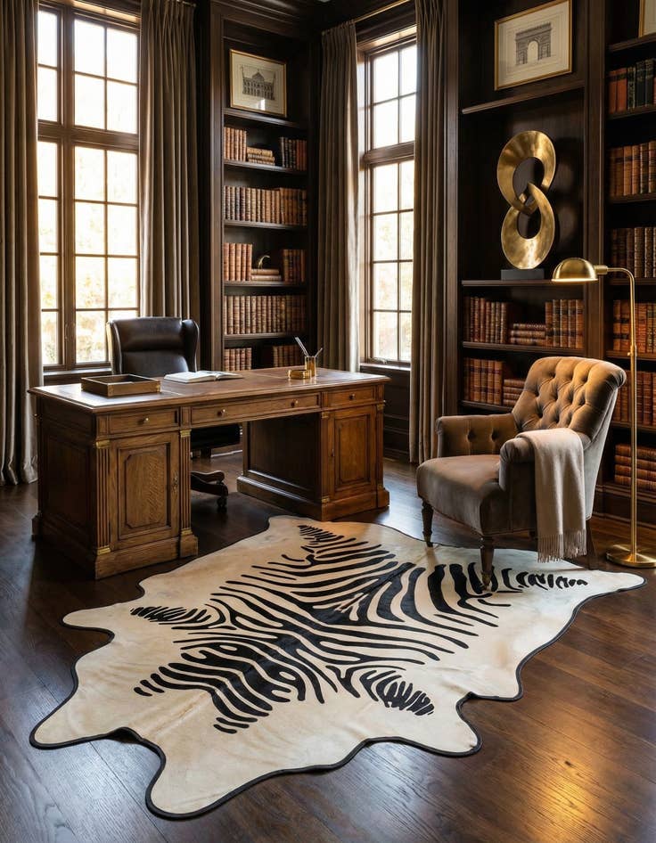 Detail image of  5' 8 x 6' 9 Cowhide Freeform Rug