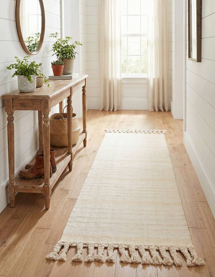 Detail image of 2' 7 x 12'  Hand Woven Chindi Cotton Runner Rug