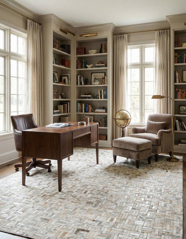 Detail image of 4' 11 x 8' 1 Cowhide Stocks Rug