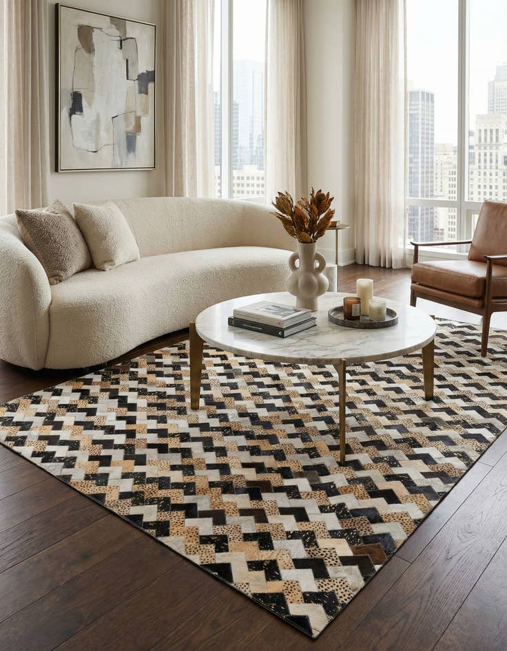 Detail image of  5' x 7' 10 Cowhide Leather Rug