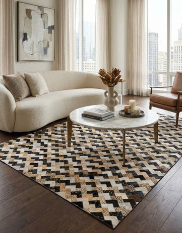 5' x 7' 10 Cowhide Leather Rug