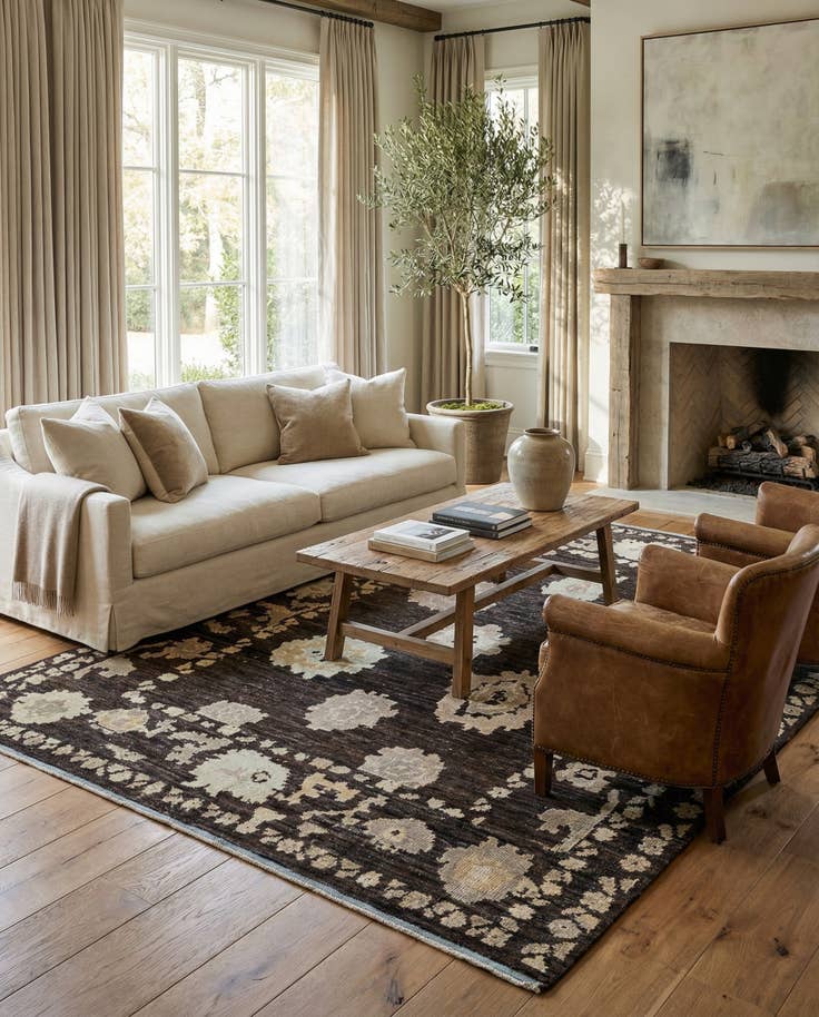 Detail image of 8' 2 x 10' 2 Hand Knotted Oushak Wool Rug