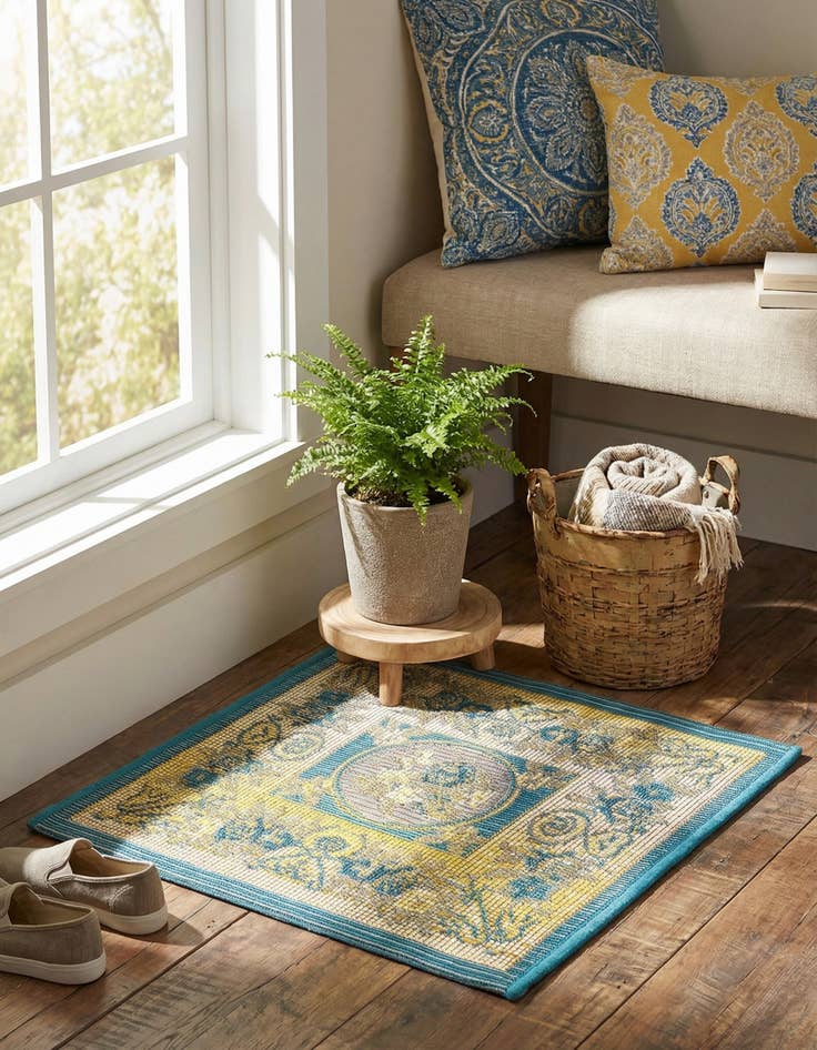 Detail image of 1' 4 x 1' 4  Washable Traditional Indoor / Outdoor Sample Rug